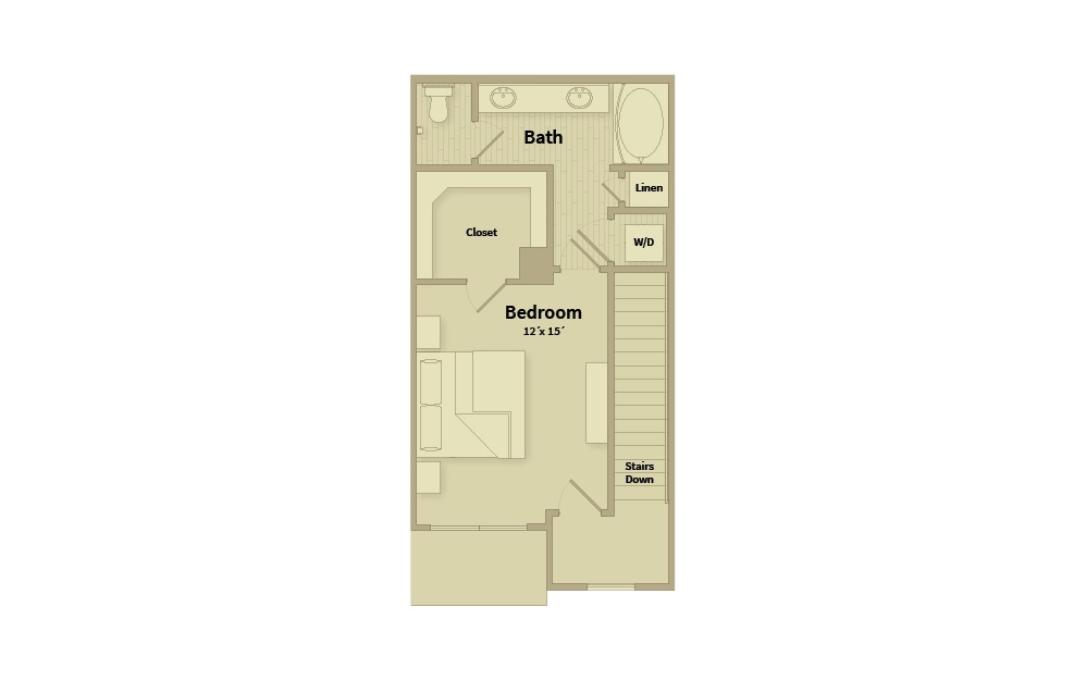 A2A - 1 bedroom floorplan layout with 1.5 bath and 1056 square feet. (Floor 3)