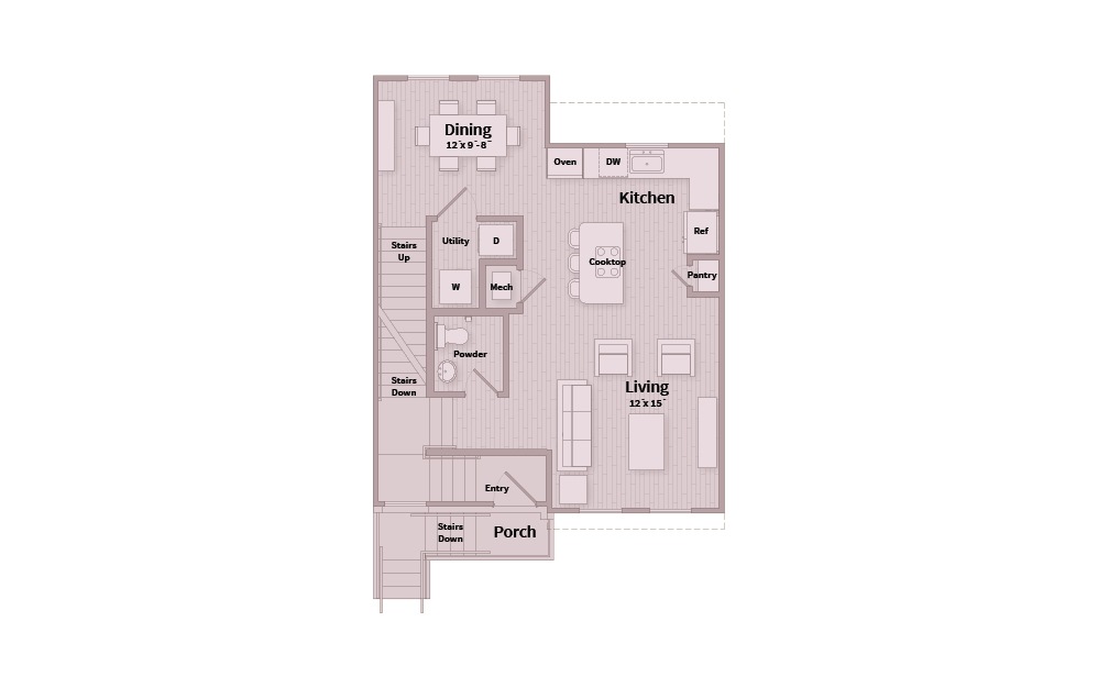 B3B - 2 bedroom floorplan layout with 2.5 baths and 1506 square feet. (Floor 2)