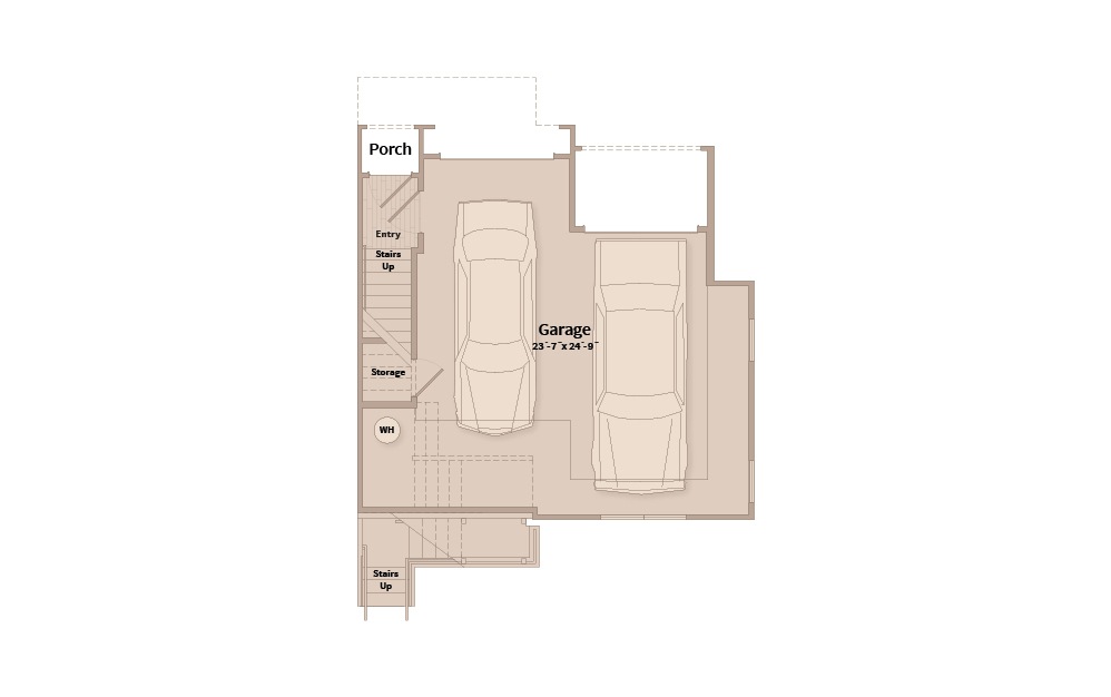 B3D - 2 bedroom floorplan layout with 2.5 baths and 1597 square feet. (Floor 1)