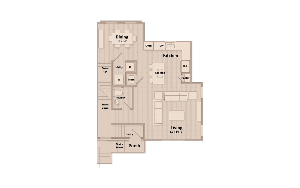 B3D - 2 bedroom floorplan layout with 2.5 baths and 1597 square feet. (Floor 2)