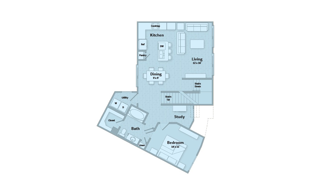 C3B - 3 bedroom floorplan layout with 3 baths and 1916 square feet. (Floor 2)